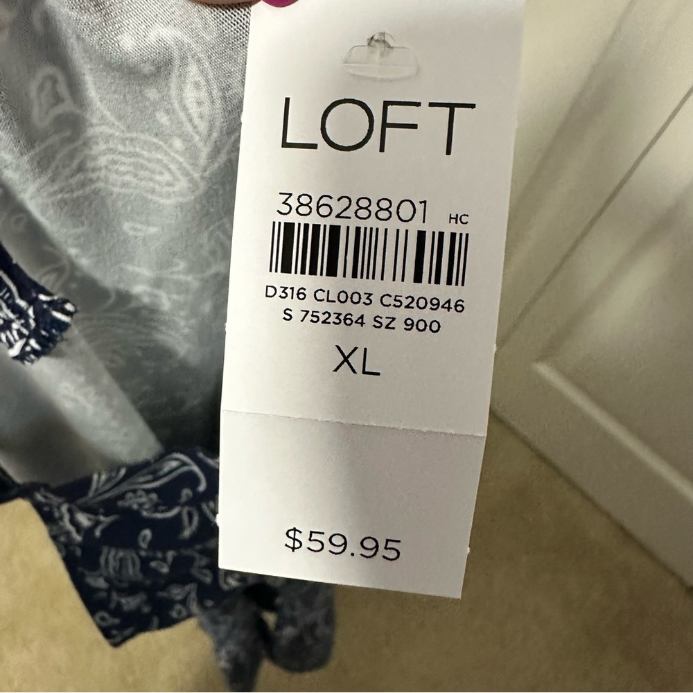 Ann Taylor LOFT Bandana Flounce‎ Mini Halter Dress in Navy Size XL NWT - Picture 7 of 9